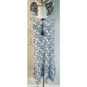 Boden Arabella Jersey Knit Sleeveless Dress Navy Print | Size 14R (pre-owned)